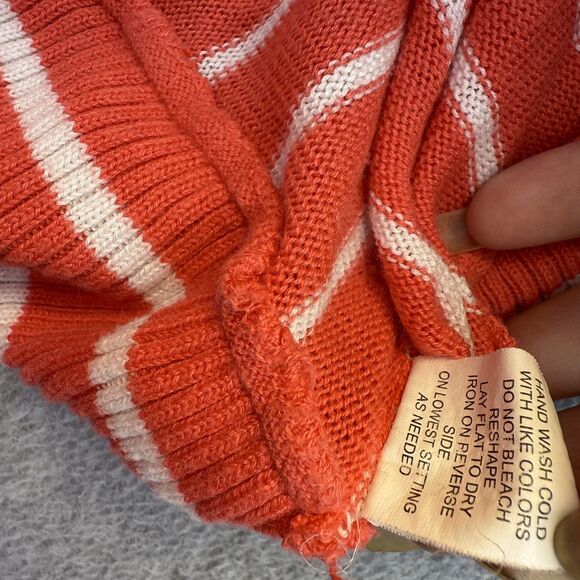 Notations Sweater Women's 2X Pink Orange Striped Knit Bat Wing Sleeve Stretch - Picture 9 of 10